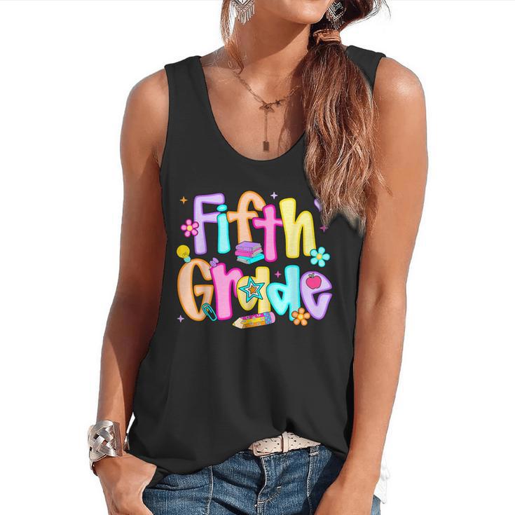 Preppy Fifth Grade Back To School 5th Grade Teacher Girl Boy Flowy Tank