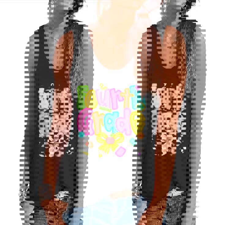 Preppy Fourth Grade Back To School 4th Grade Teacher Girls Flowy Tank