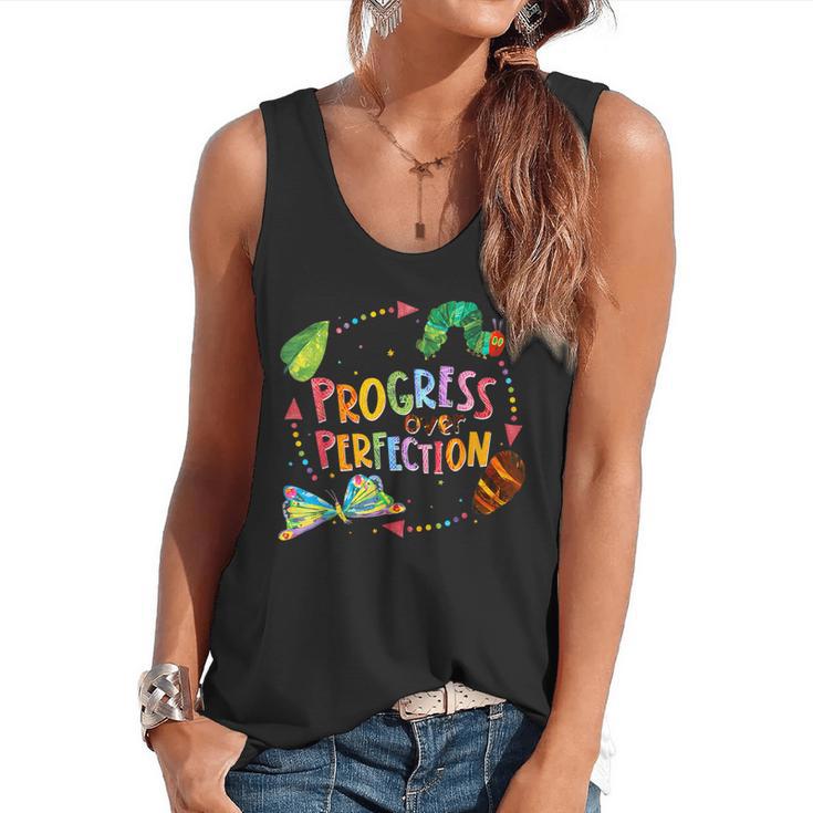 Progress Over Perfection Caterpillar Teacher Back To School Flowy Tank