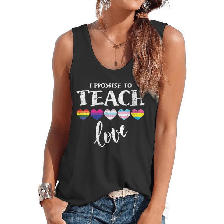 I Promise To Teach Love LGBT-Q Pride Proud Ally Teacher Flowy Tank