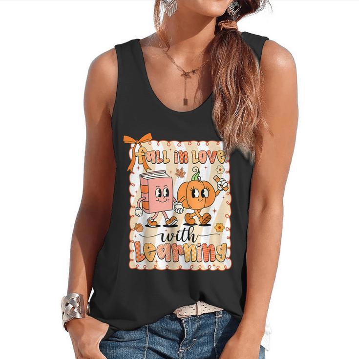 Pumpkin Teacher Preppy Fall In Love With Learning Autumn Flowy Tank