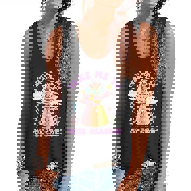 Take Me To Your Readers Alien Teacher Halloween Literacy Flowy Tank