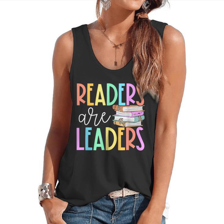Readers Are Leaders Reading Book Lovers Teacher Women Kids Flowy Tank