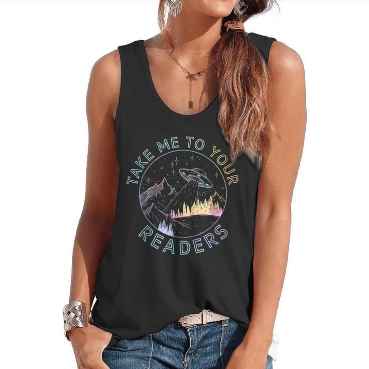 Take Reading English Teacher Library Alien Space T-S Tie Dye Flowy Tank