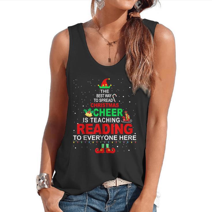 Reading Teacher Christmas Shirt Elf Christmas Cheer For Men Women Flowy Tank