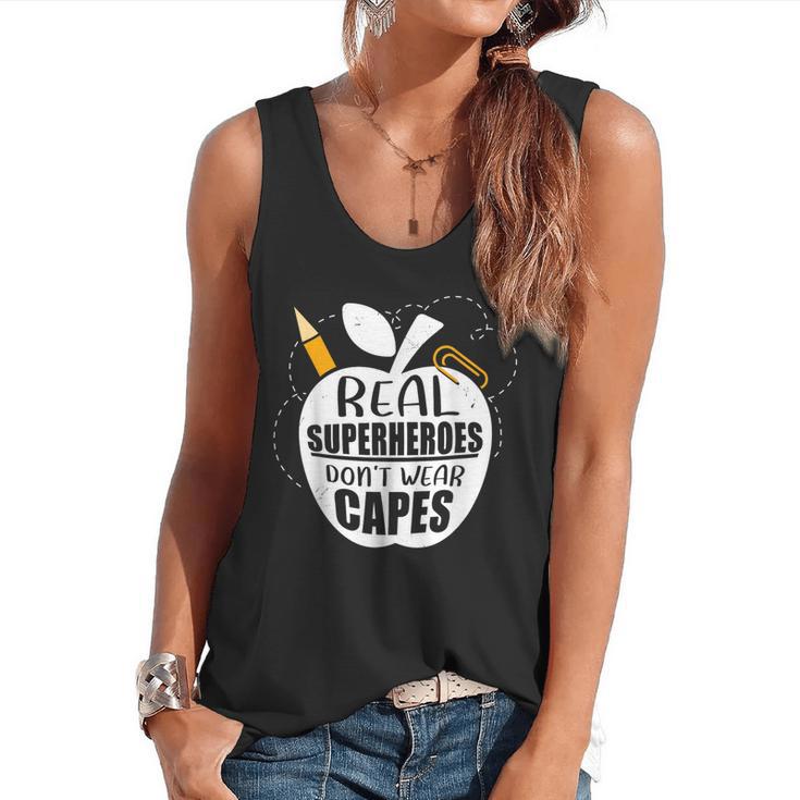Real Superheroes Wear No Capes Teacher Design Teach Flowy Tank
