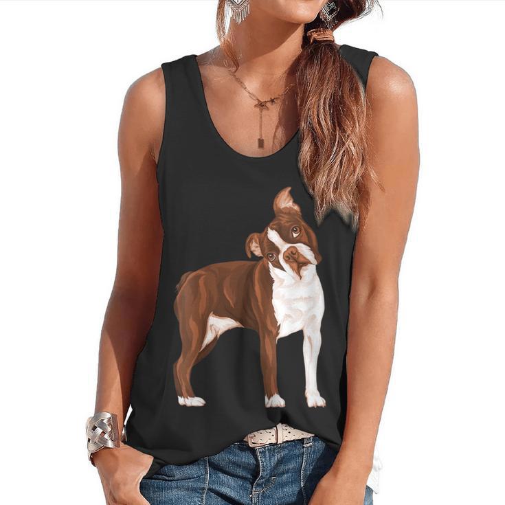 Red Boston Terrier Dog Flowy Tank