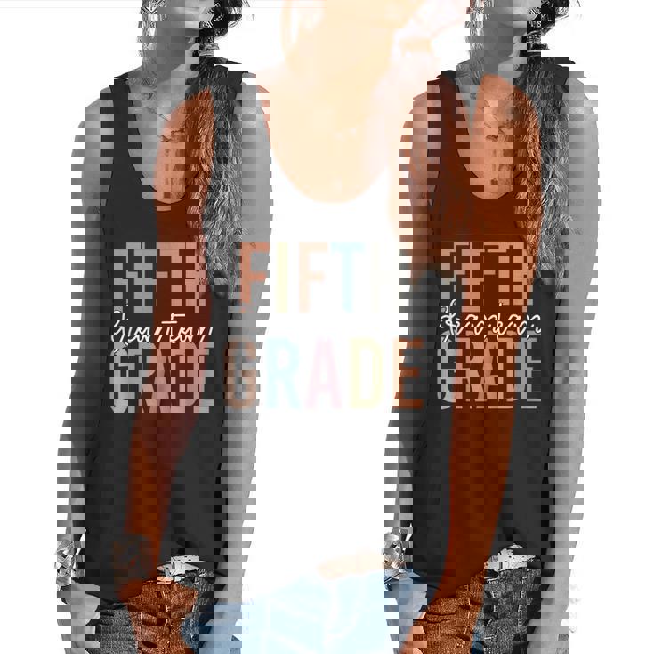 Retro Fifth Grade Dream Team Groovy Teacher Back To School Men Women Girls Kids Flowy Tank