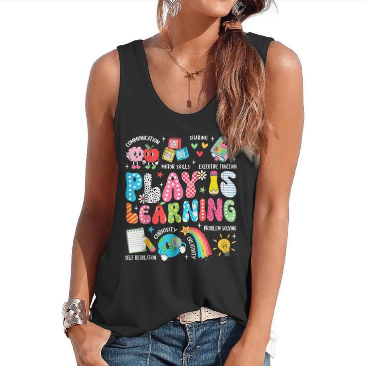 Retro Play Is Learning Kindergarten Teacher Team Women Flowy Tank