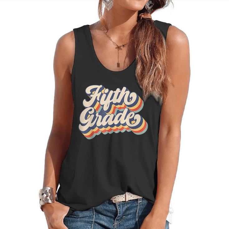 Retro Sunset Fifth Grade Teacher & Student Back To School Flowy Tank