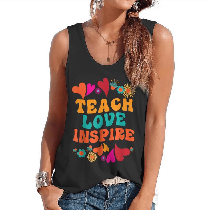 Retro Teach Love Inspire Back To School Teachers Flowy Tank
