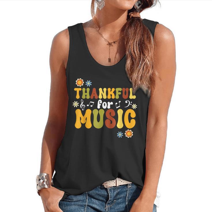 Retro Thankful For Music Floral Music Teacher Thanksgiving Men Women Flowy Tank
