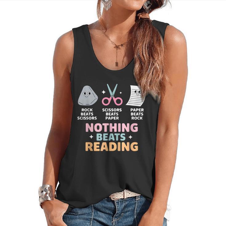 Rock Paper Scissors Teacher Librarian Nothing Beats Reading Flowy Tank