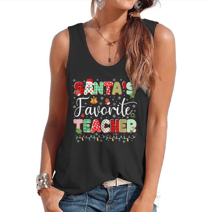 Santas Favorite Teacher Christmas Matching Xmas Men Women Flowy Tank