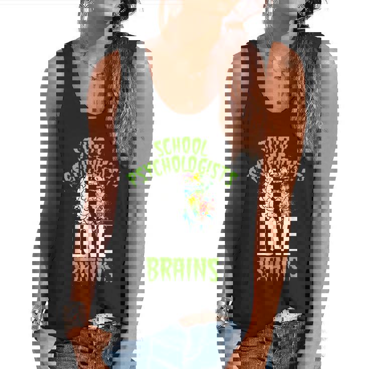 School Psychologists Love Brains Halloween Teacher Counselor Flowy Tank