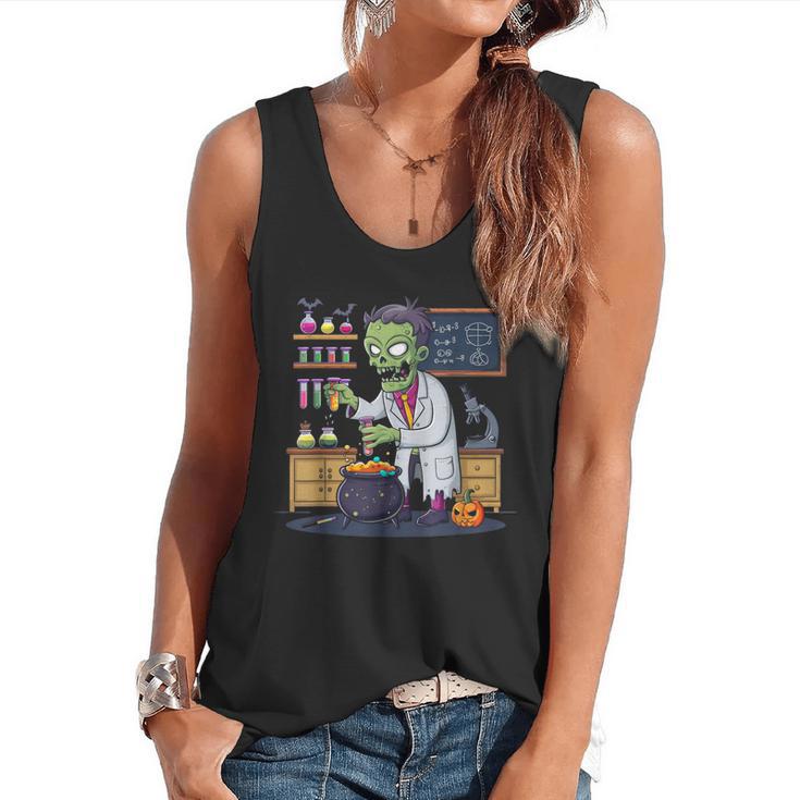 Science Teacher Halloween Shirt Zombie Chemistry Scientist Flowy Tank