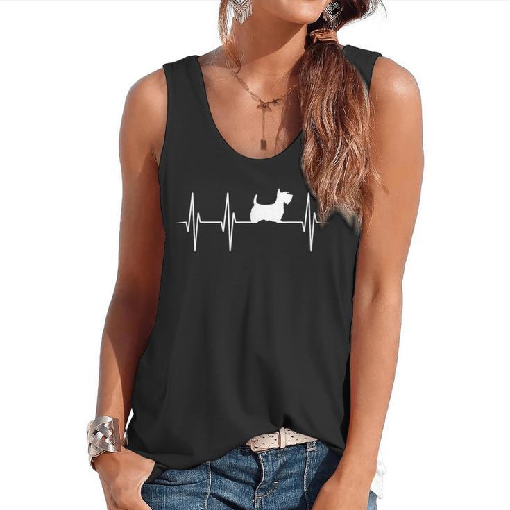 Scottish Terrier Dog Heartbeat Scottie Dog Lover T-Shirt Flowy Tank