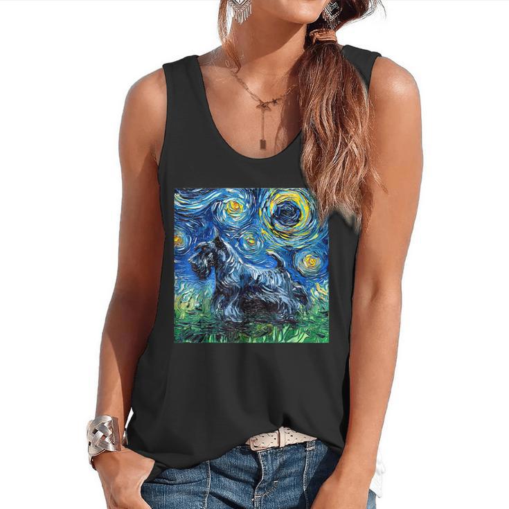 Scottish Terrier Starry Night Scotty Dog Art By Aja Flowy Tank