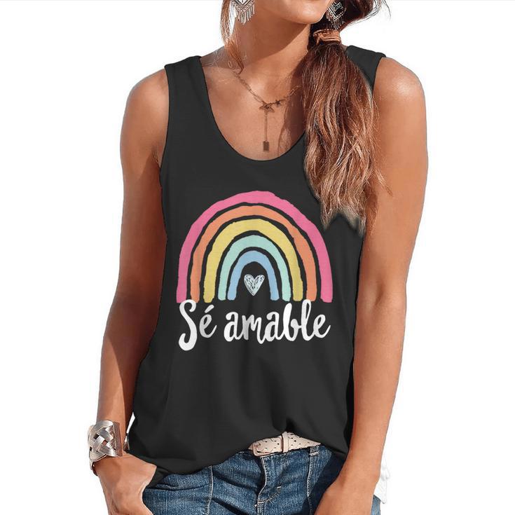 Sé Amable Spanish Bilingual Teacher Be Kind Boho Rainbow Flowy Tank