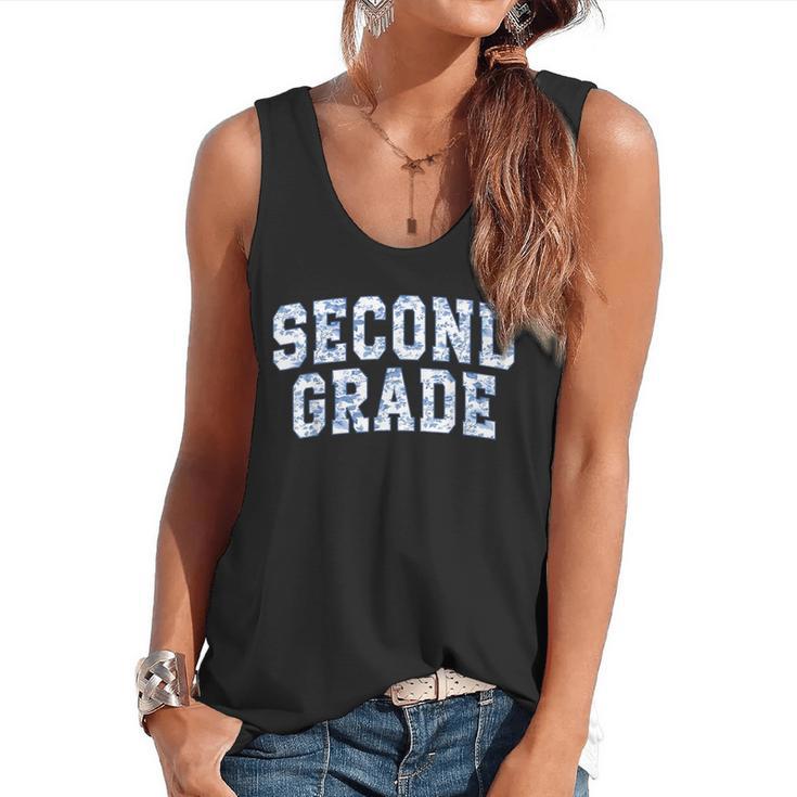 Second Grade Floral Blue Back To School 2nd Grade Teacher Flowy Tank
