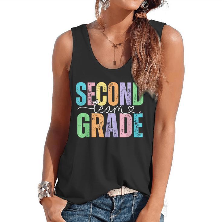 Second Grade Team Heart Teacher Student Back To School Girls Flowy Tank