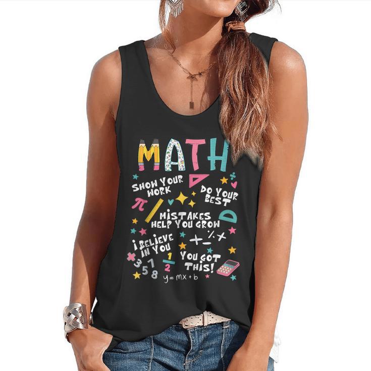 Show Your Work Math Teacher First Day Back To School Flowy Tank