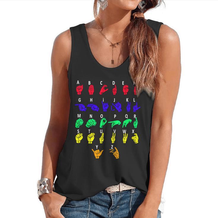 Sign Language Alphabet For ASL Interpreter Deaf Teacher Stud For Men Women Girls Kids Flowy Tank