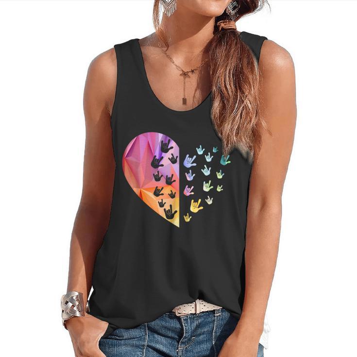Sign Language Heart ASL For Deaf Teacher Flowy Tank