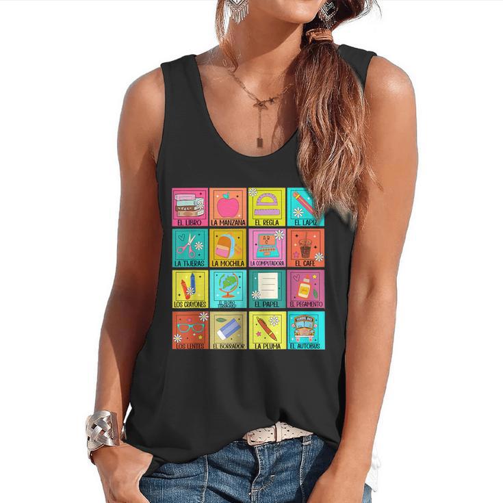 Spanish Teacher Back To School Maestra Dual Language Crew Flowy Tank