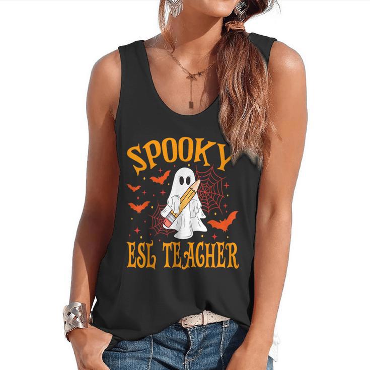 Spooky ESL Teacher Ghost Halloween School Women Flowy Tank