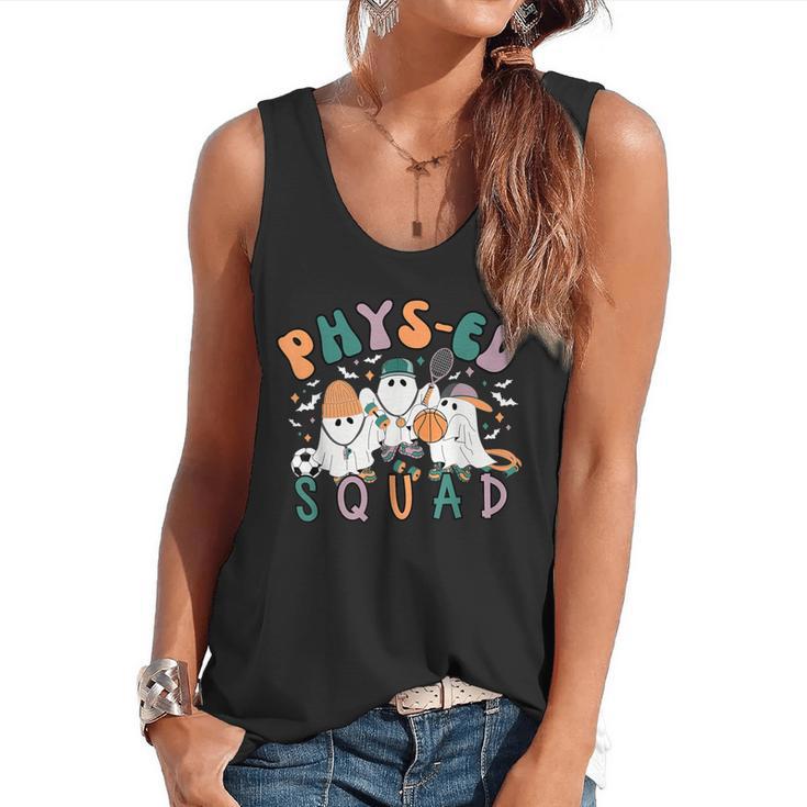 Spooky Ghost PE Teacher Squad Physical Education Halloween Flowy Tank
