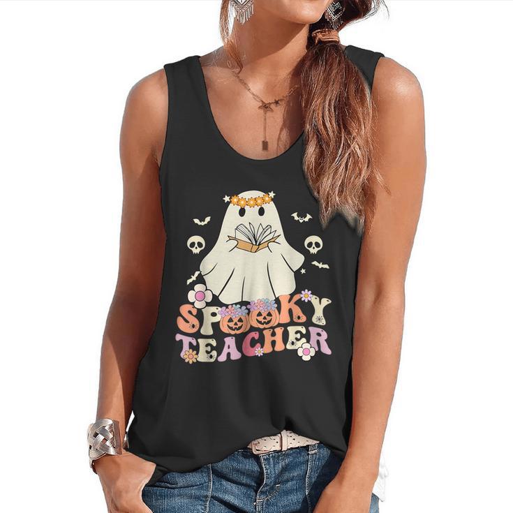 Spooky Teacher Groovy Retro Ghost Teacher Halloween 2023 For Men Women Kids Flowy Tank