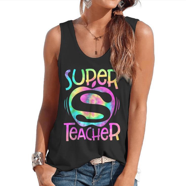 Super Teacher Back To School Apple Tie Dye First Day Flowy Tank