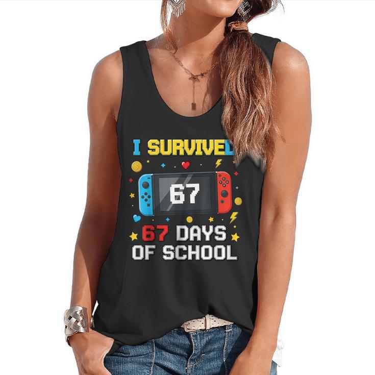 I Survived 67 Days Of School 67 Teacher Squad Matching Flowy Tank