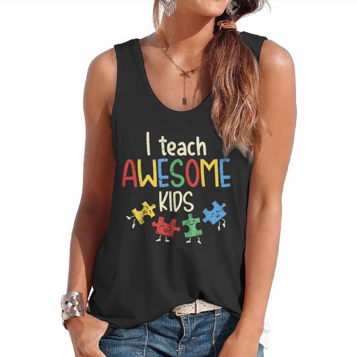 I Teach Awesome Kids Shirt Autism Special Education Teacher Flowy Tank