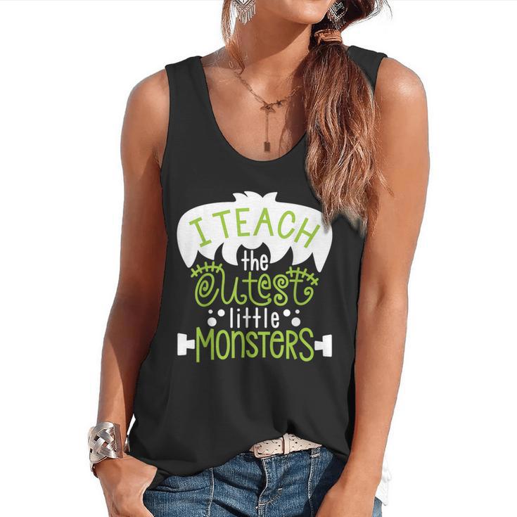 I Teach The Cutest Little Monsters Halloween Teacher Spooky Flowy Tank