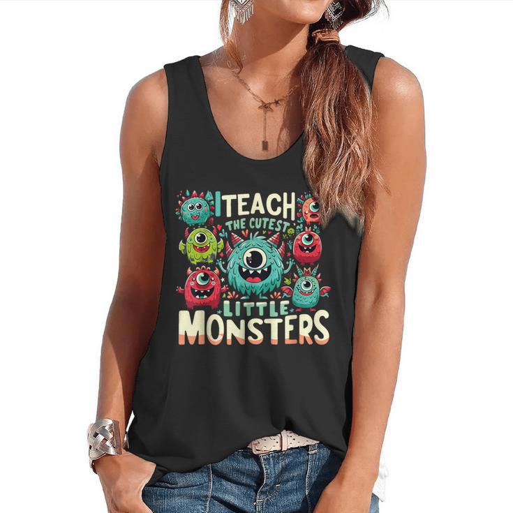 I Teach The Cutest Little Monsters Teacher Halloween Outfit Flowy Tank