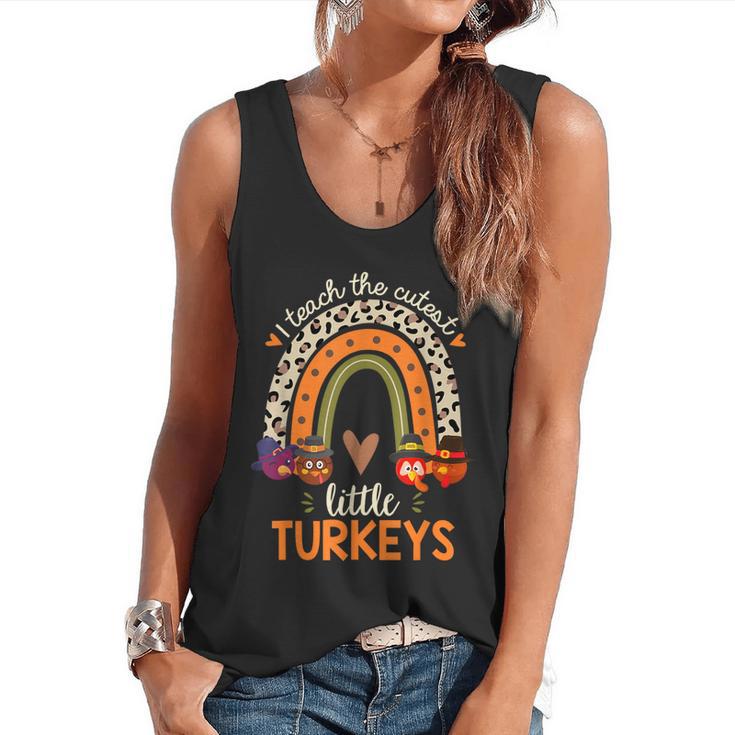 I Teach The Cutest Little Turkeys Thanksgiving Teacher Men Women Girls Kids Flowy Tank