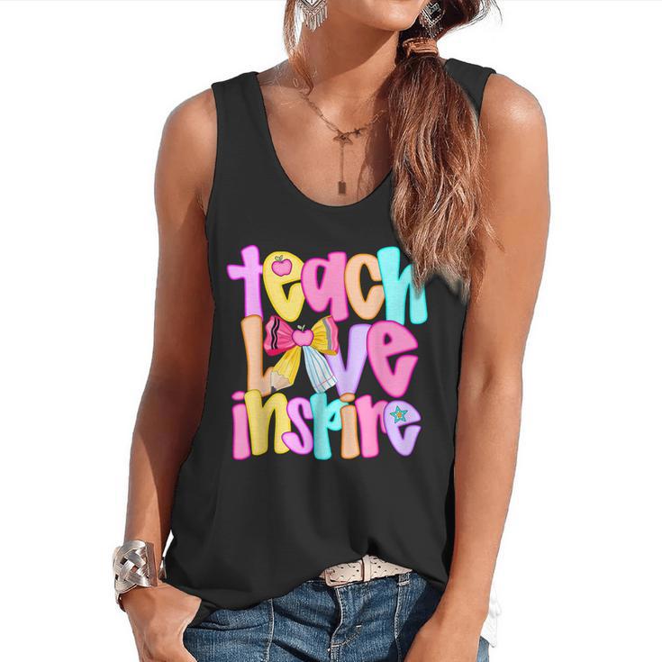 Teach Love Inspire Preppy Back To School Teacher Women Flowy Tank