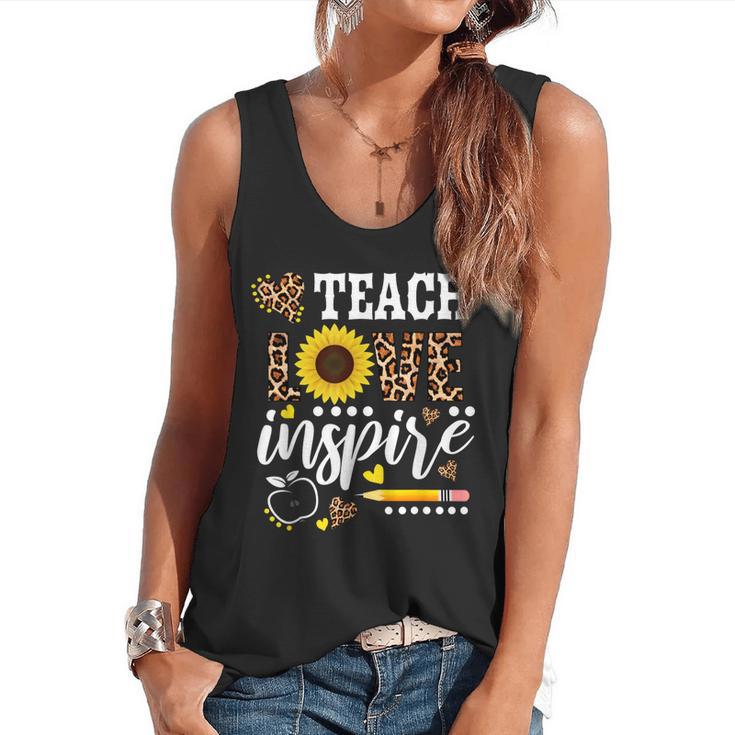 TEACH LOVE INSPIRE Teacher Sunflower Appreciation Flowy Tank
