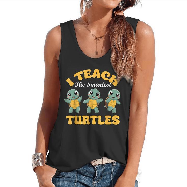 I Teach The Smartest Turtles Thanksgiving Proud Teacher Job Flowy Tank