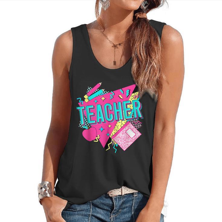 Teacher 90s Retro Colorful Teacher Of The 90s Back To School Flowy Tank