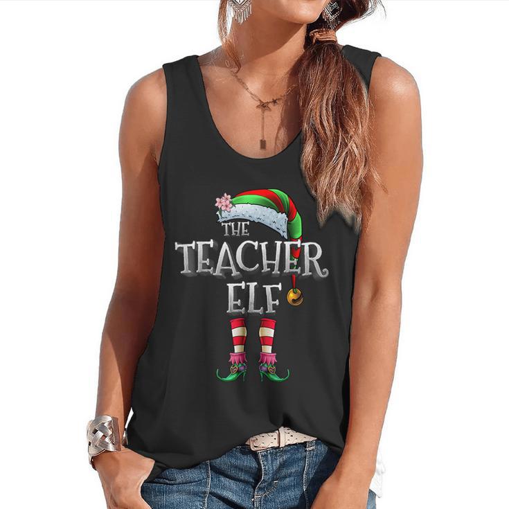 The Teacher Elf Shirt Matching Family Christmas Elf Men Women Kids Flowy Tank