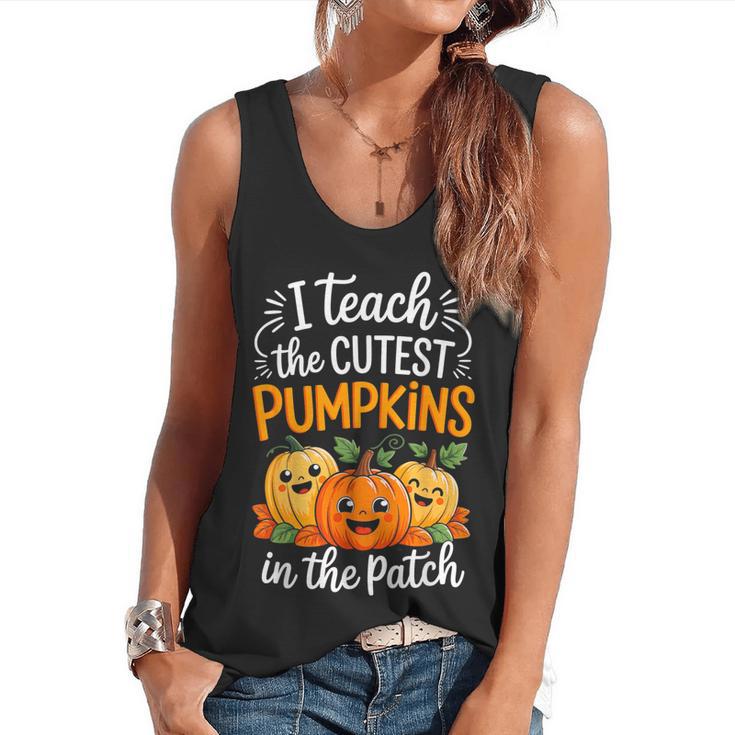 Teacher Halloween Pre-K Teacher Kindergarten Cutest Pumpkins Flowy Tank