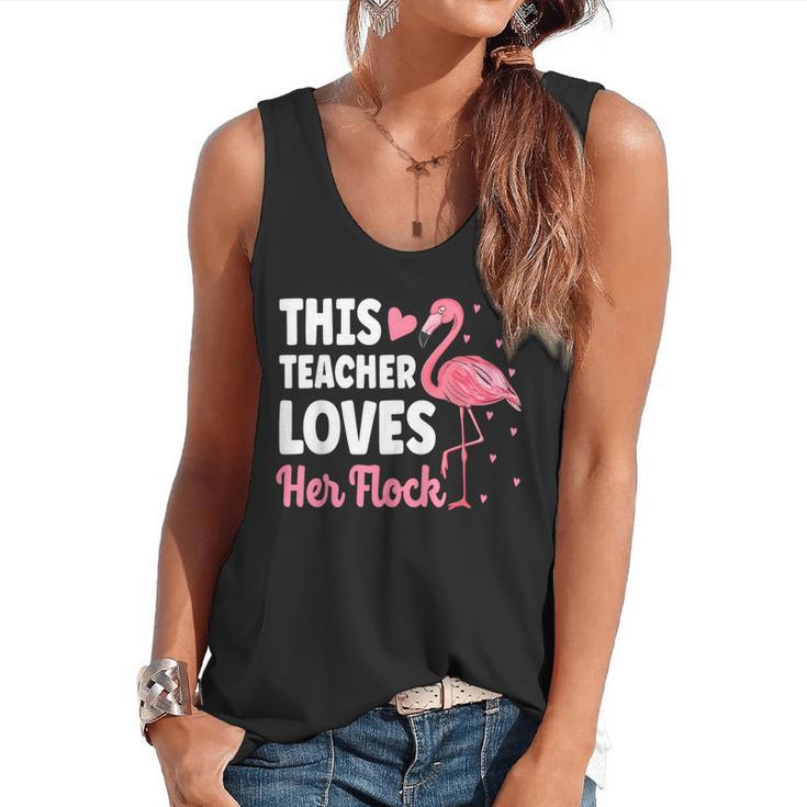 This Teacher Loves Her Flock Teaching Flamingo Girl Flowy Tank