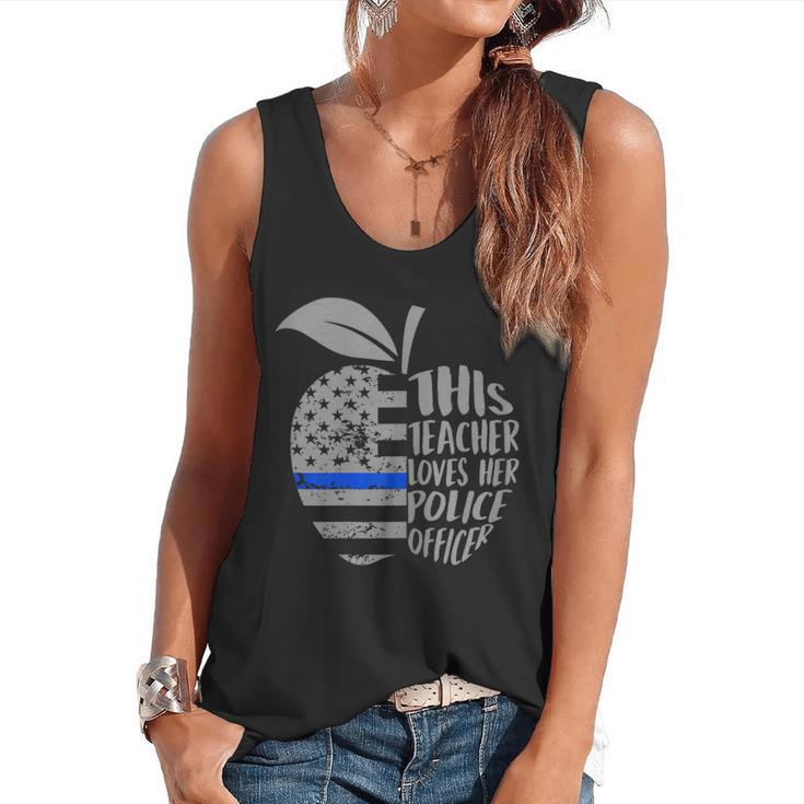 This Teacher Loves Her Police Officer Wife Saying Flowy Tank
