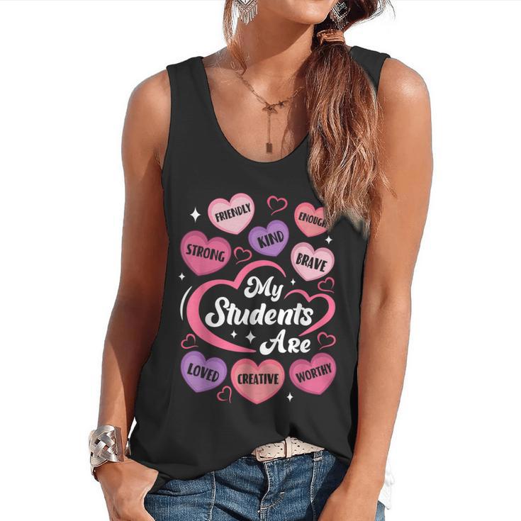 Teacher Positive Affirmations Candy Heart Valentine's Day Flowy Tank