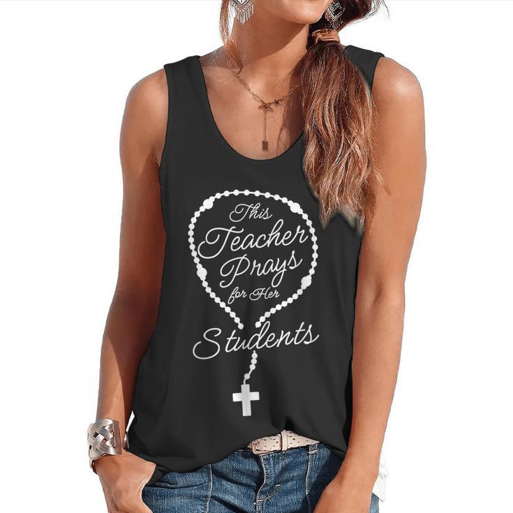 This Teacher Prays For Her Students Catholic Rosary Flowy Tank