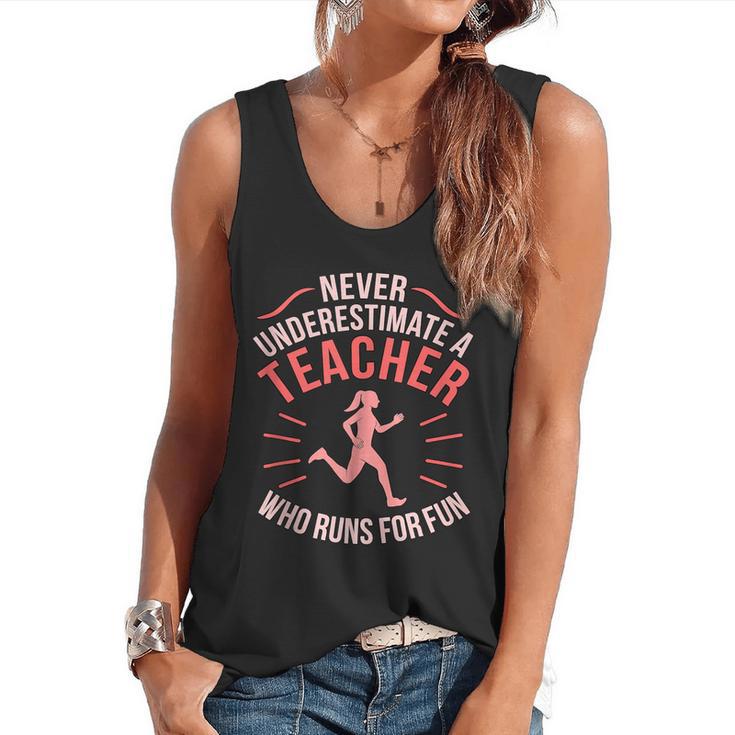 Teacher Who Runs Half Marathon Runner Running Lover Graphic Flowy Tank