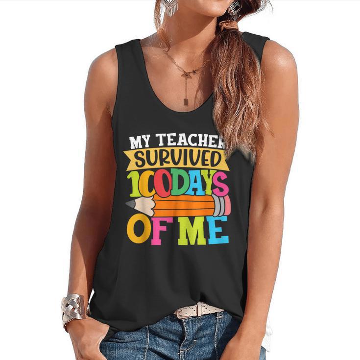 My Teacher Survived 100 Days Of Me 100th Day Of School Kids Flowy Tank